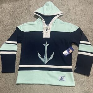 NWT men's XL starter Seattle Kraken NHL Lace Up/lacer Pullover Hoodie